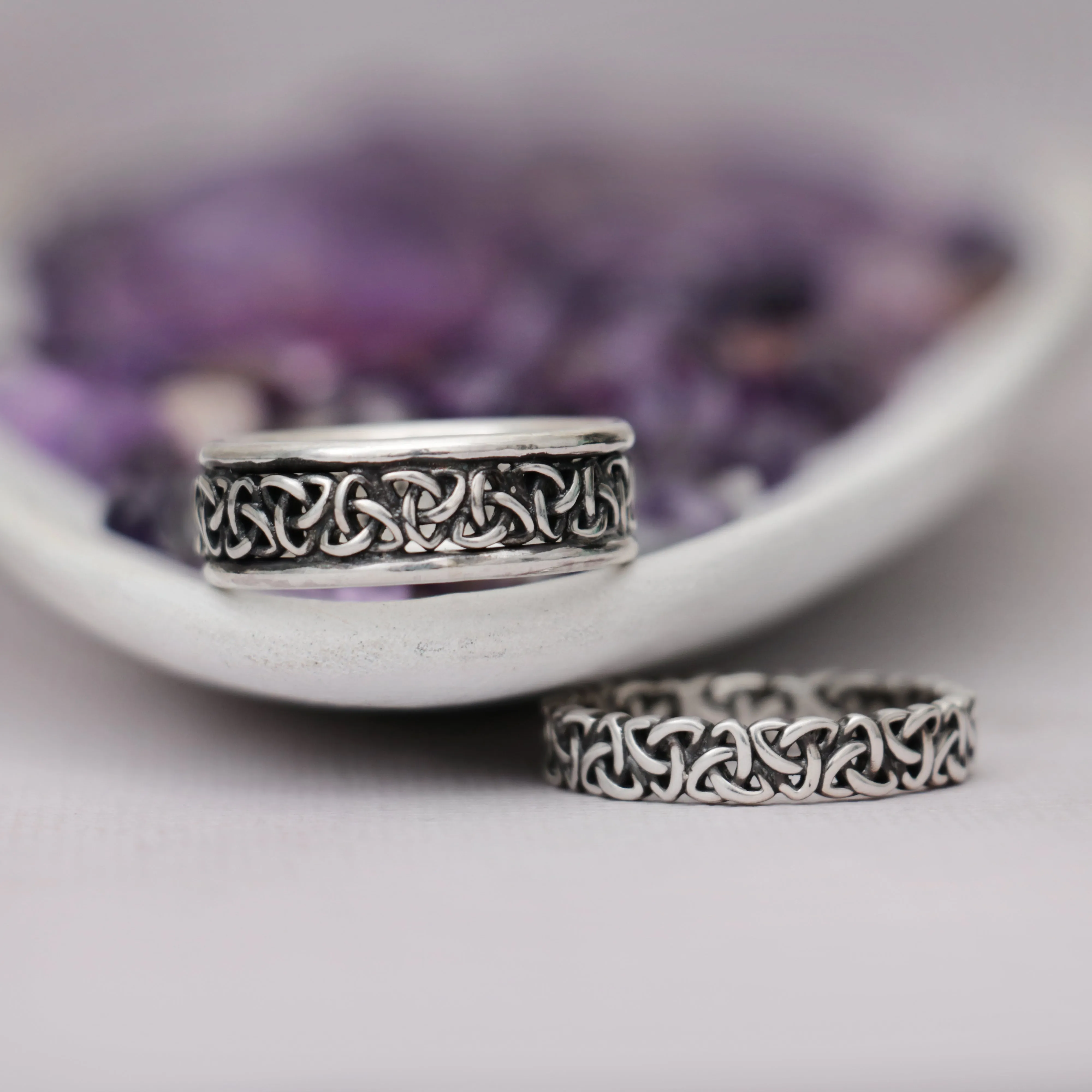 Sterling Silver Trinity Celtic Knot Wedding Ring Set | Moonkist Designs