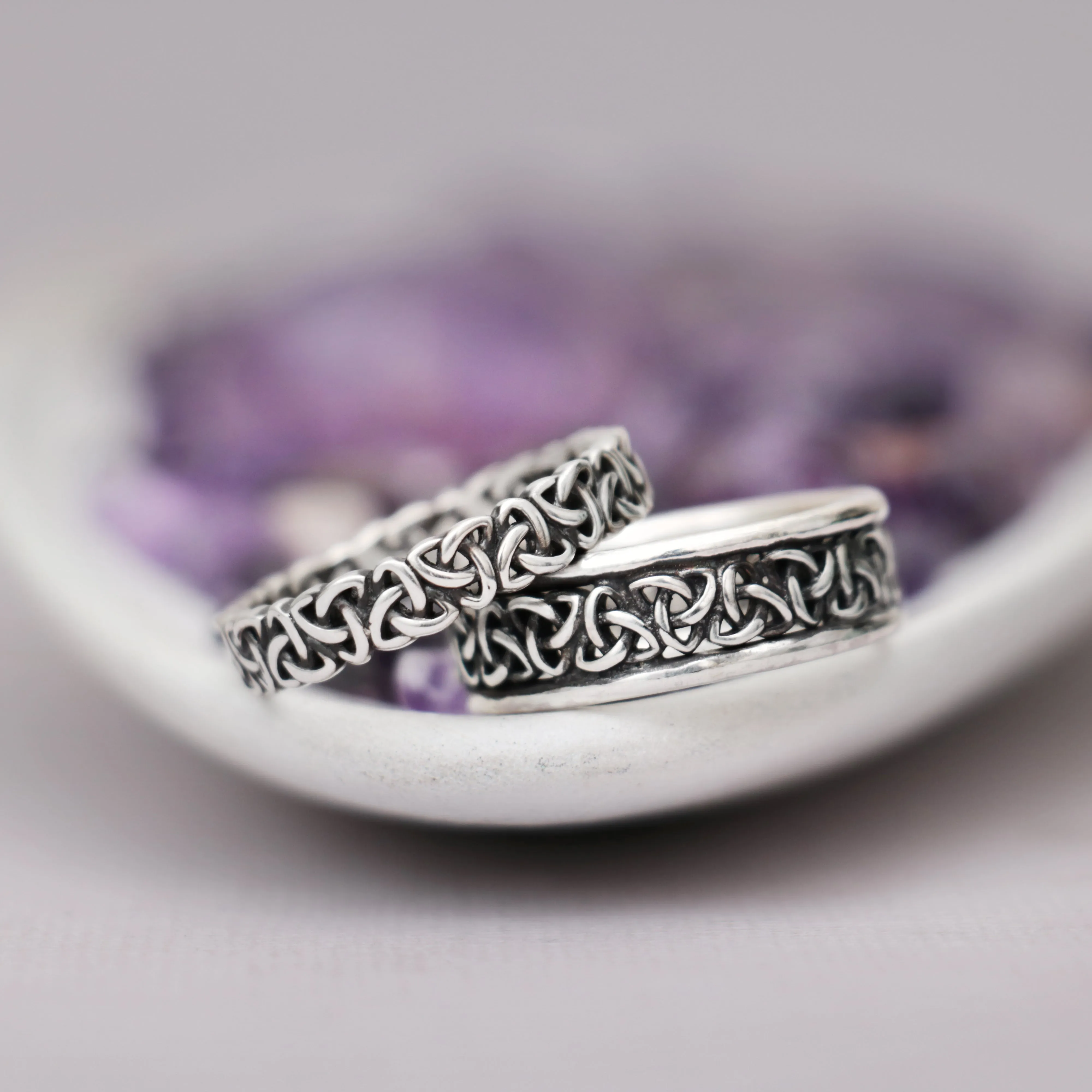 Sterling Silver Trinity Celtic Knot Wedding Ring Set | Moonkist Designs