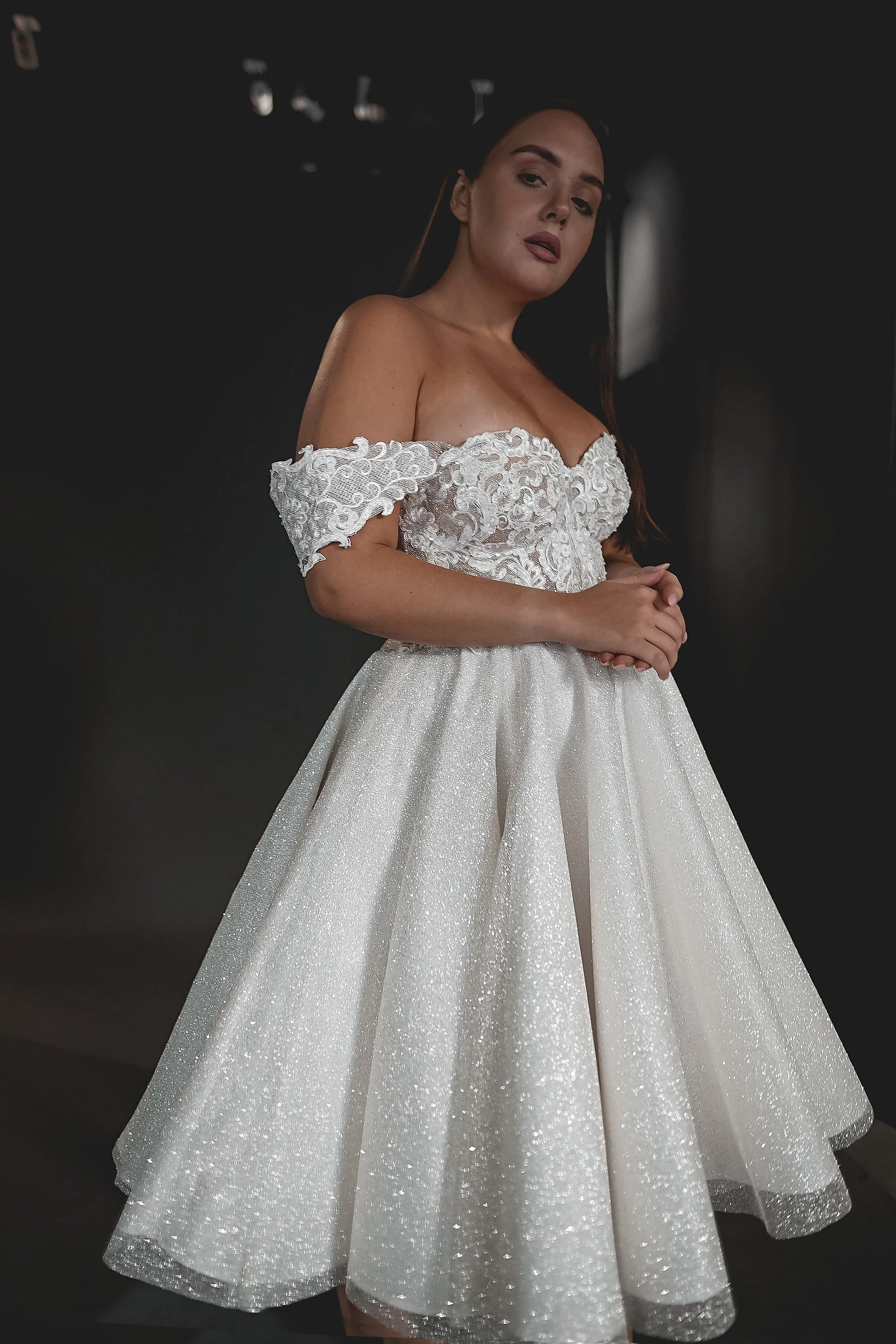 Tea Length Plus Size Lace Wedding Dress Elise