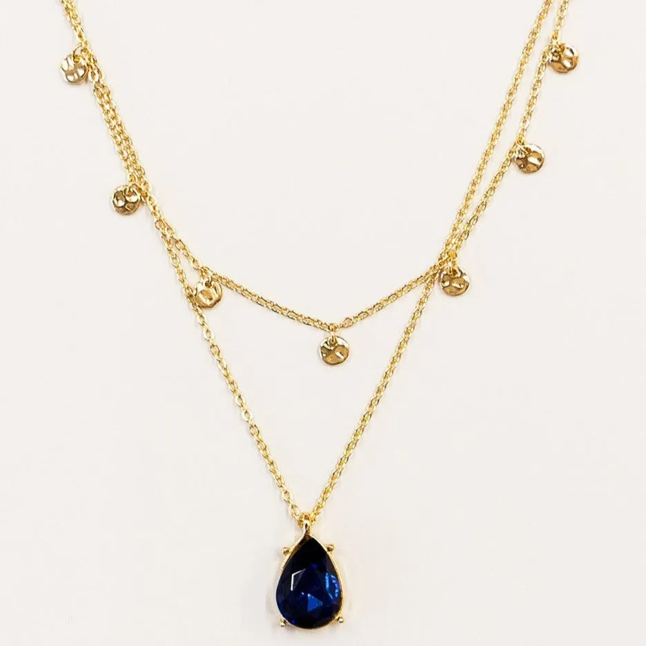 Teardrop Blue Gem Necklace