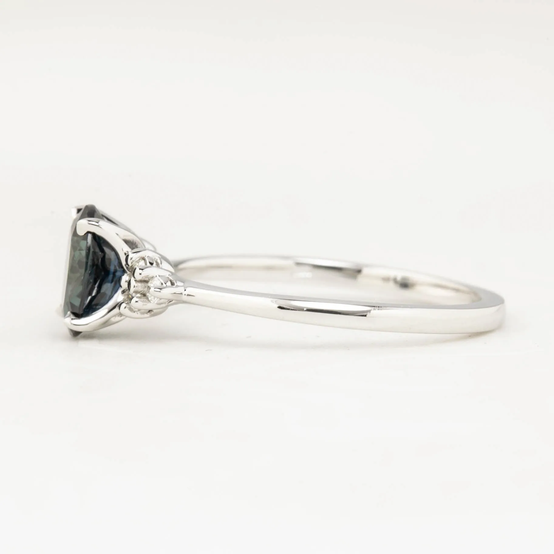 Teresa Ring 1.18ct Unheated Deep Blue Queensland Sapphire 14k White Gold (One of a kind)