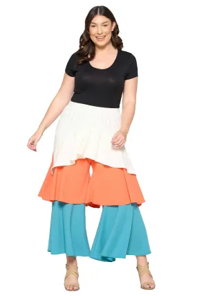 Tiered Colorblock Flare Pants