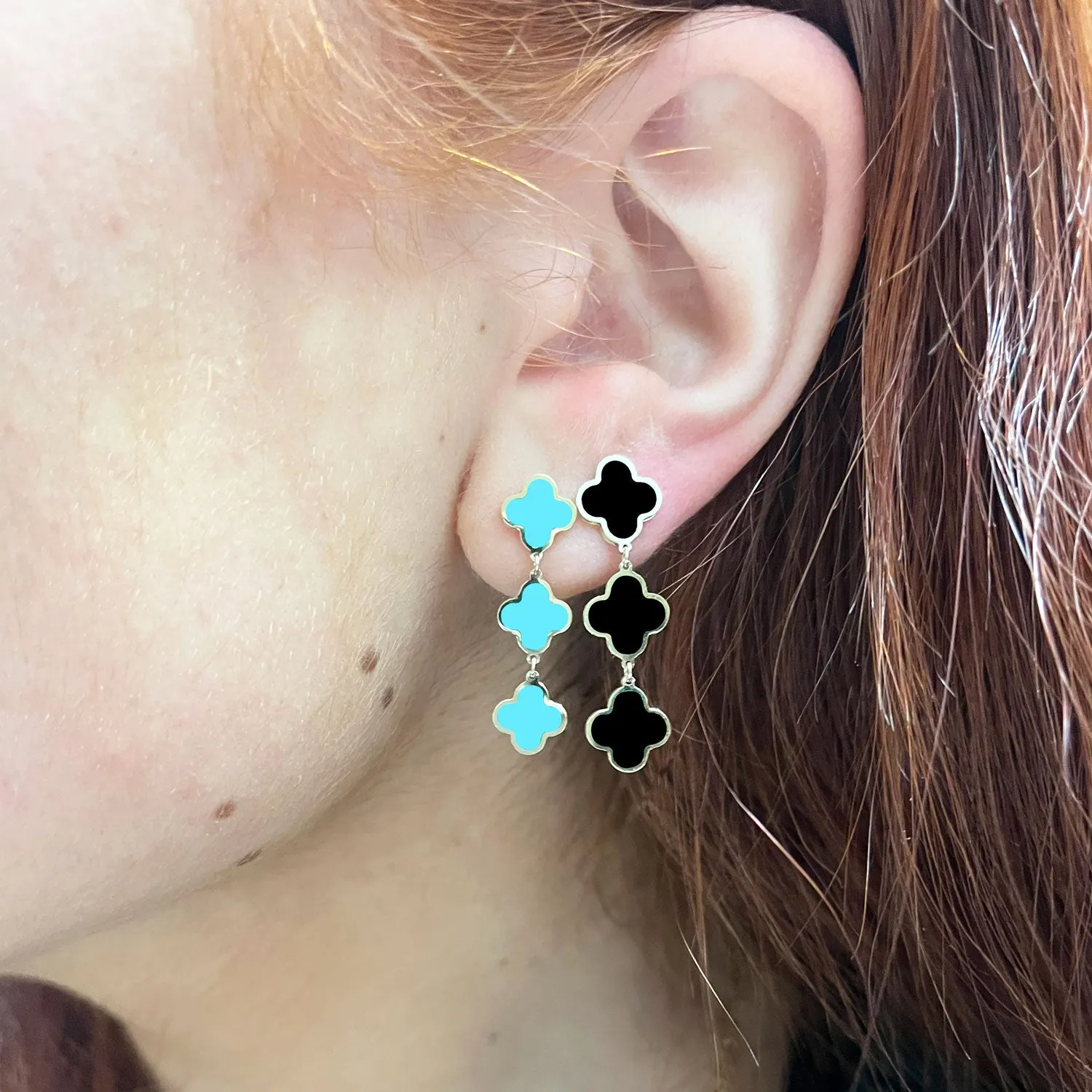 Turquoise Clover Dangle Earrings