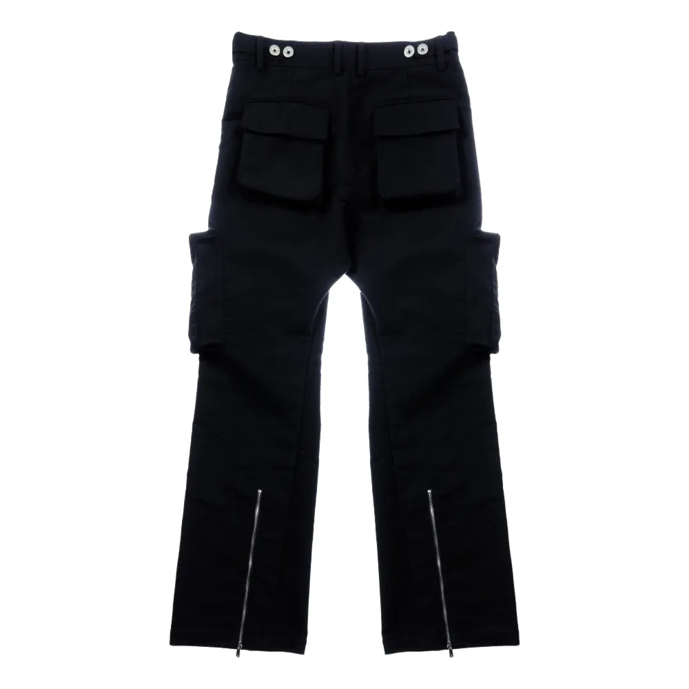 UNTITLED 001 FLARED ZIP CARGO PANTS-BLACK