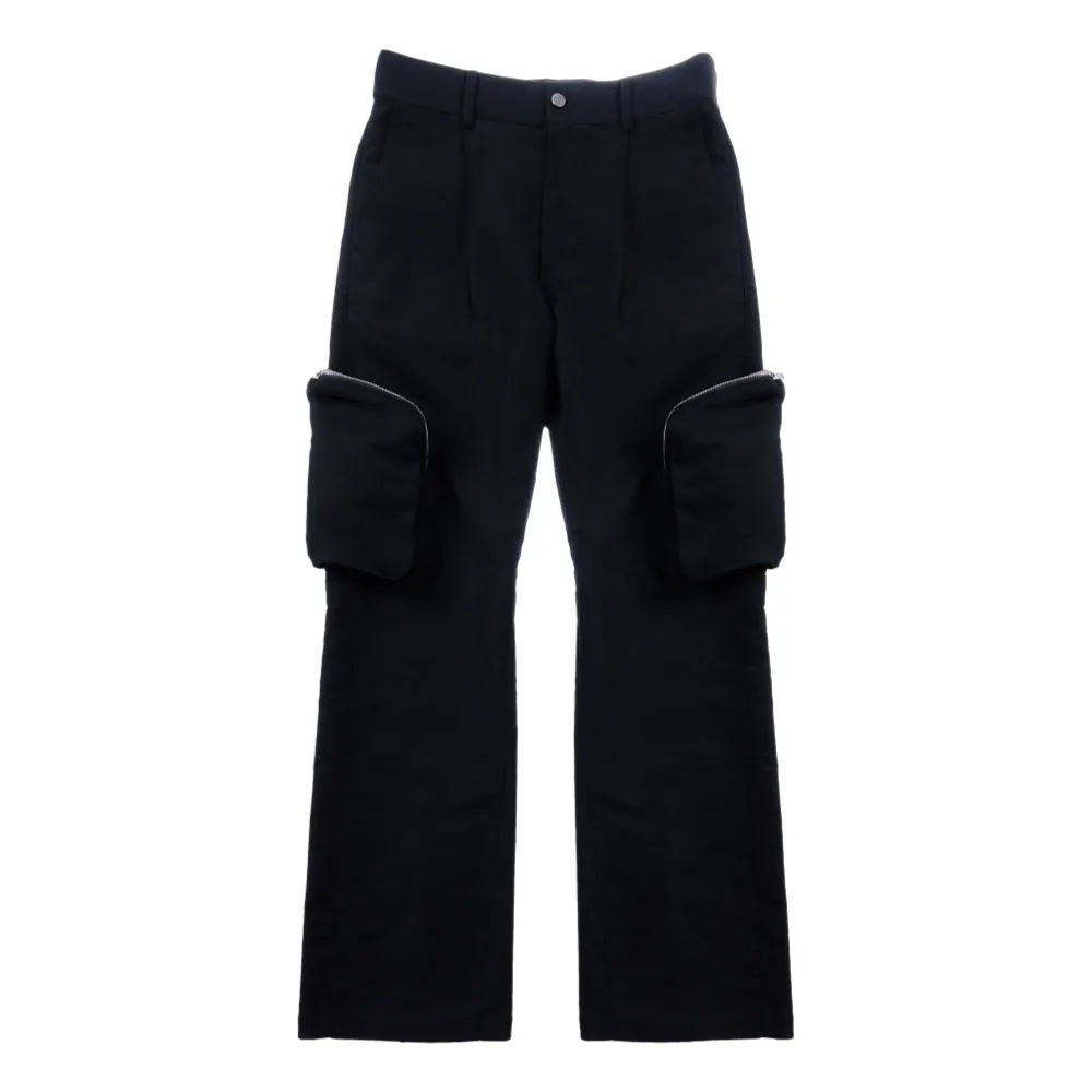 UNTITLED 001 FLARED ZIP CARGO PANTS-BLACK