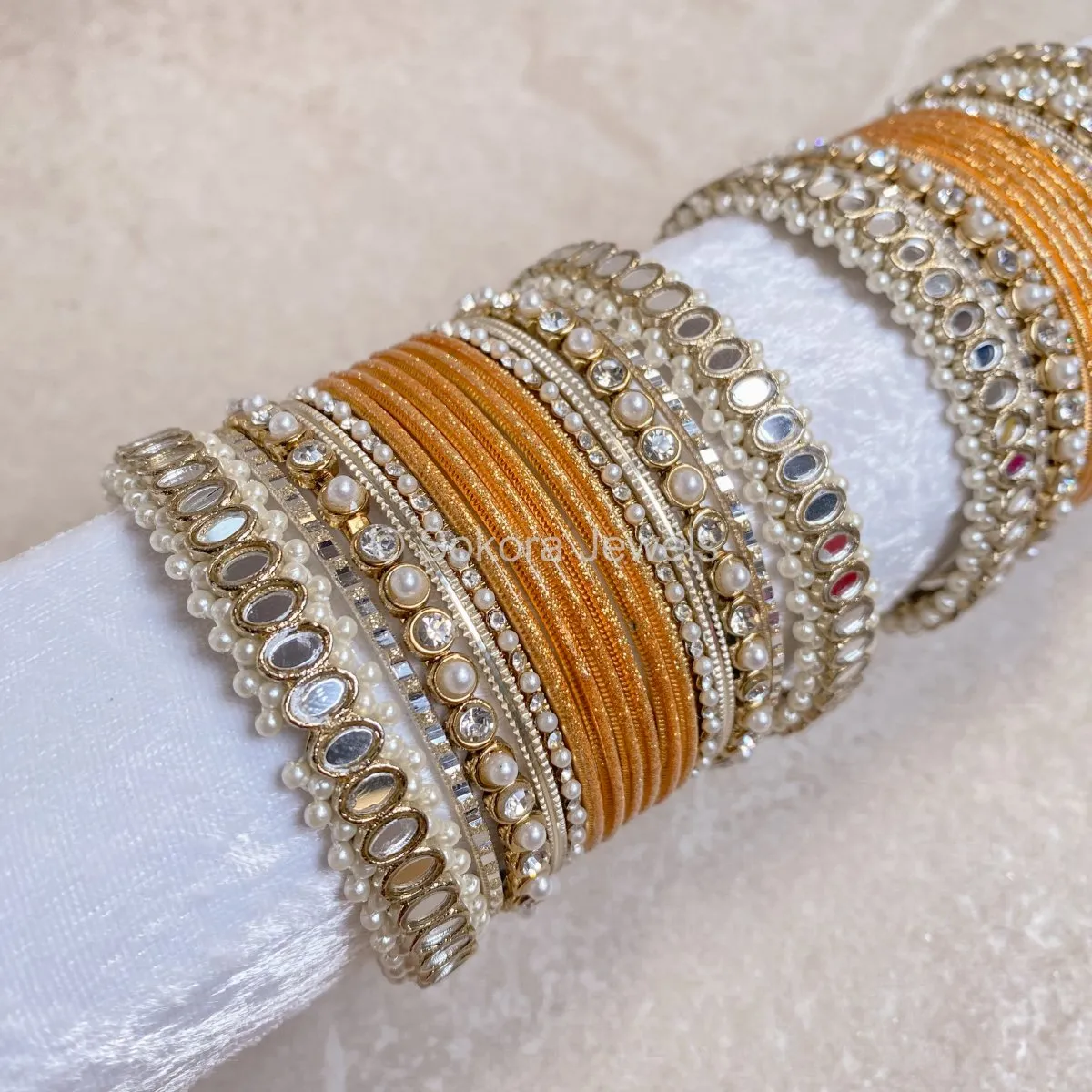 Urvi Mirror Bangle Set - Gold