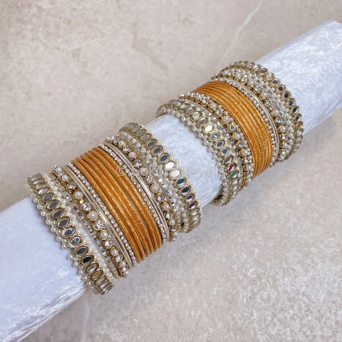 Urvi Mirror Bangle Set - Gold