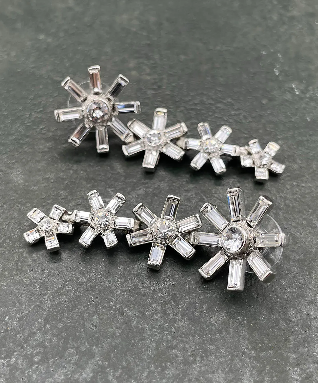 【USA輸入】ヴィンテージ K.J.L クリア フラワー ピアス/Vintage K.J.L Clear Flower Post Earrings