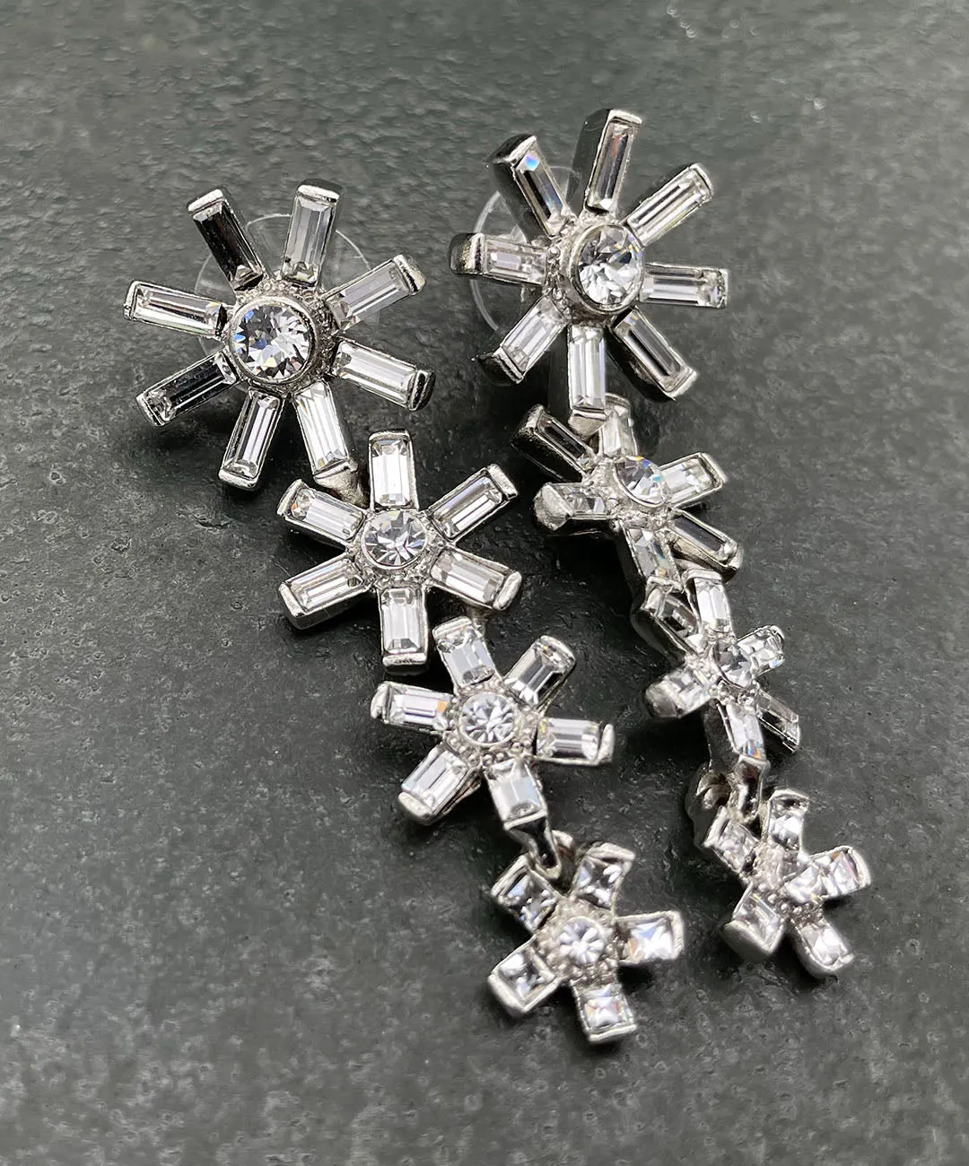 【USA輸入】ヴィンテージ K.J.L クリア フラワー ピアス/Vintage K.J.L Clear Flower Post Earrings