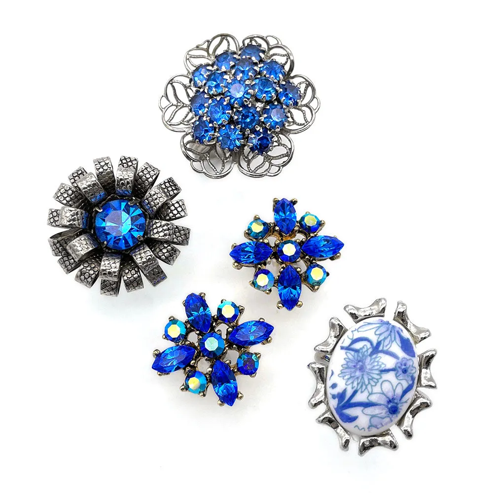 【USA輸入】ヴィンテージ ブルー フィリグリーフラワー ビジュー リング/Vintage Blue Filigree Flower Bijou Ring