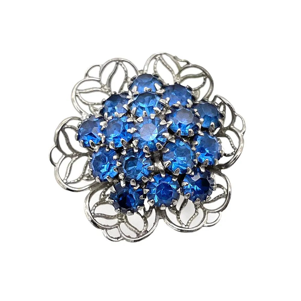 【USA輸入】ヴィンテージ ブルー フィリグリーフラワー ビジュー リング/Vintage Blue Filigree Flower Bijou Ring