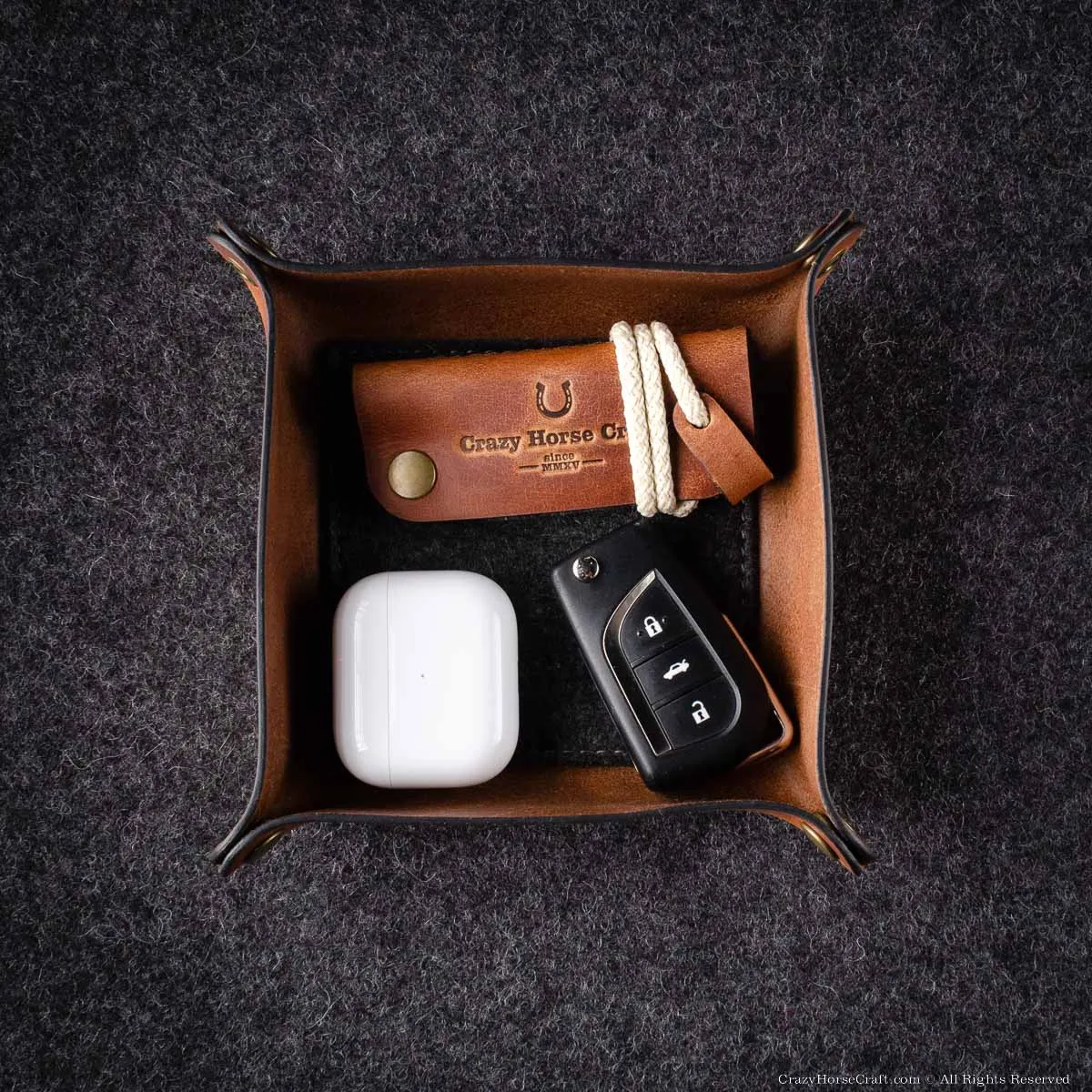 Veg-Tanned Leather Valet Tray / Desk Organizer