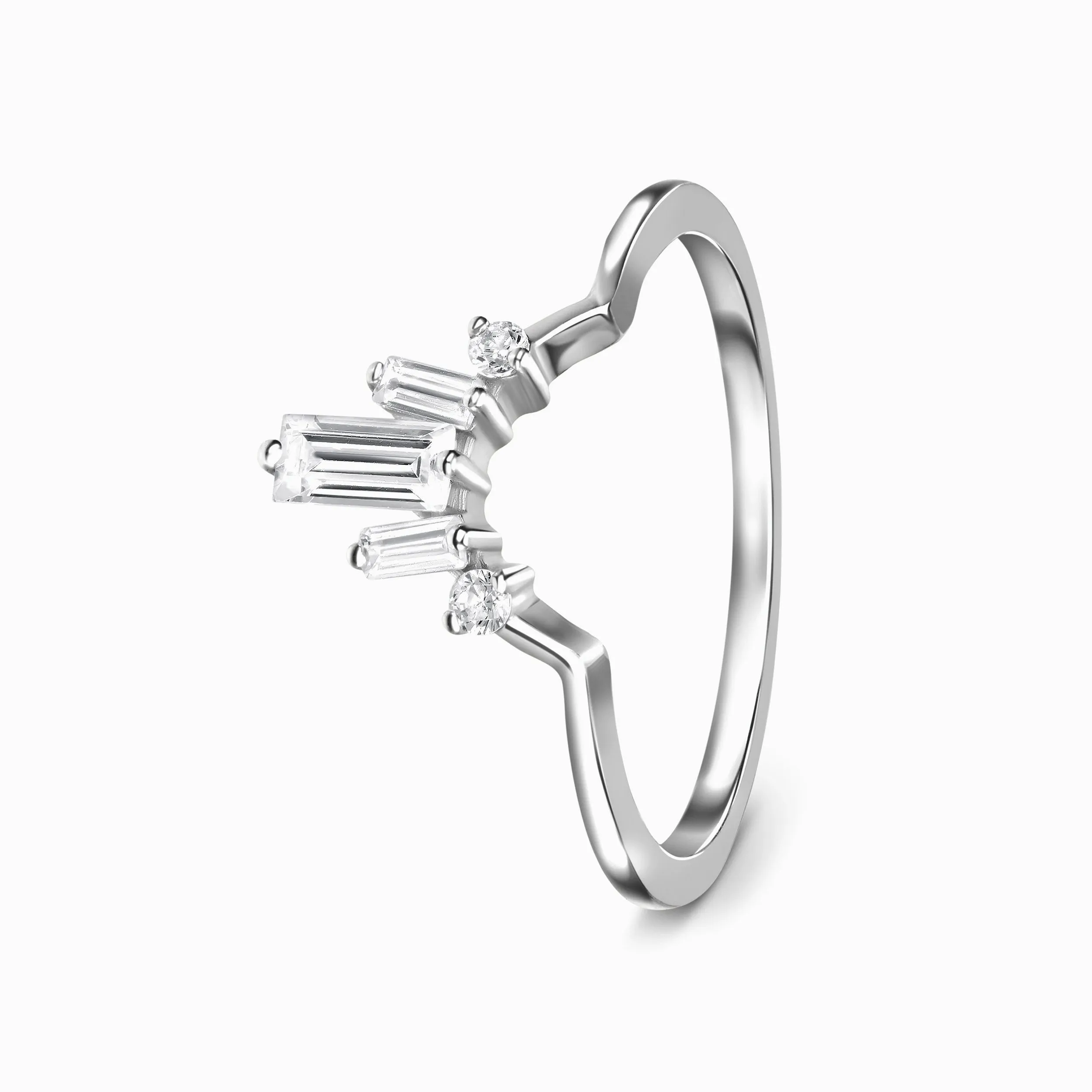 White Topaz Ring - Arc Band