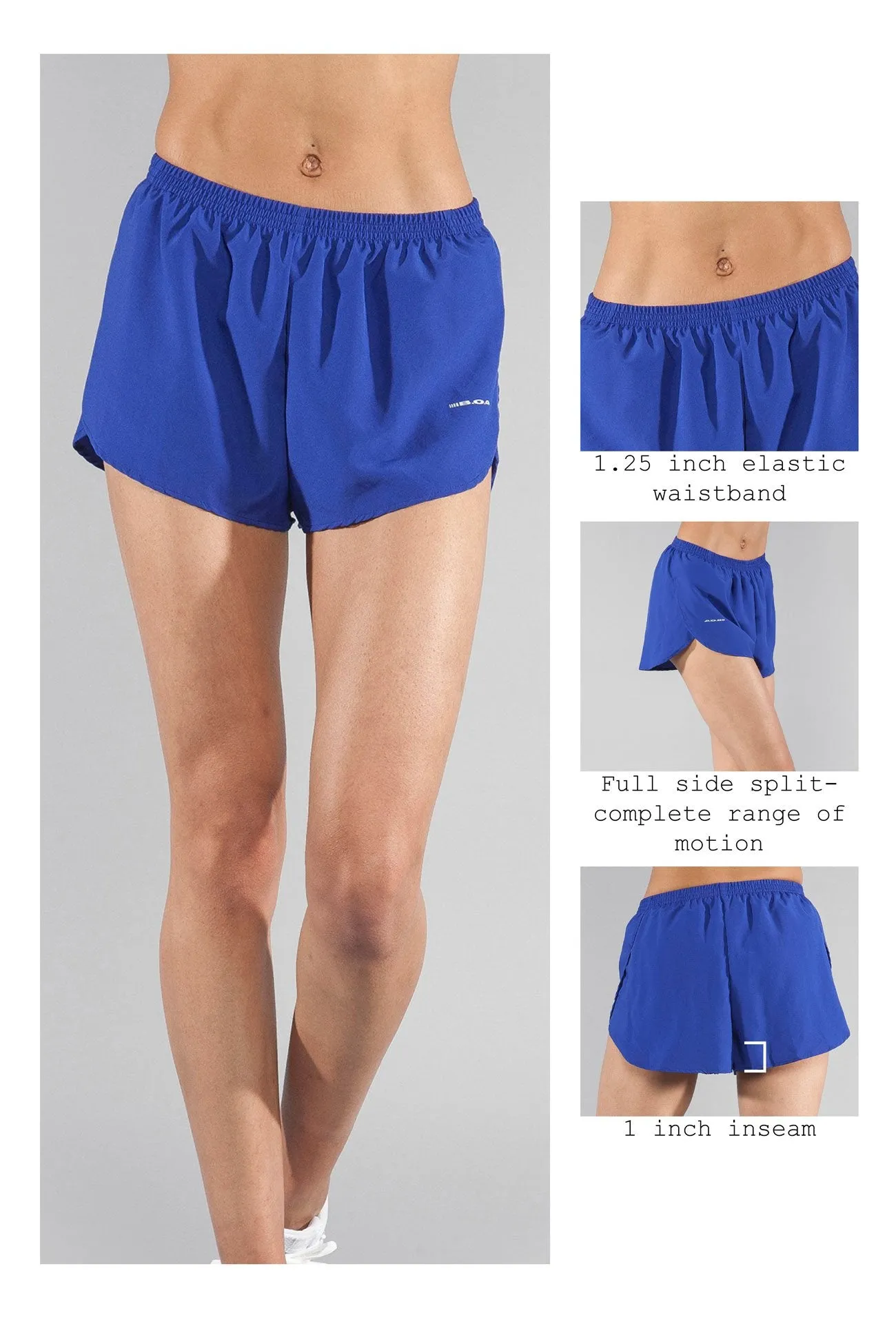 Women's 1" Elite Split Running Shorts- Royal