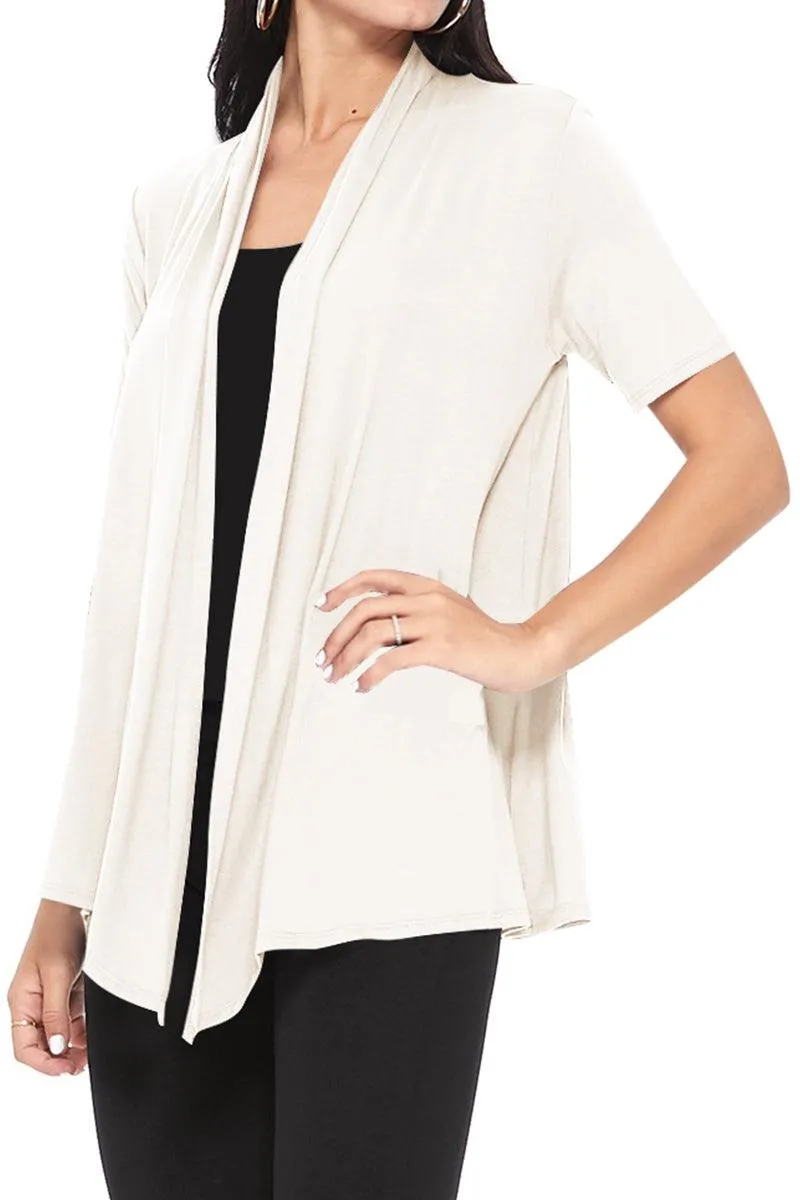 Women's Casual Short Sleeve  Loose Fit Solid Cardigan (Pack of 3)