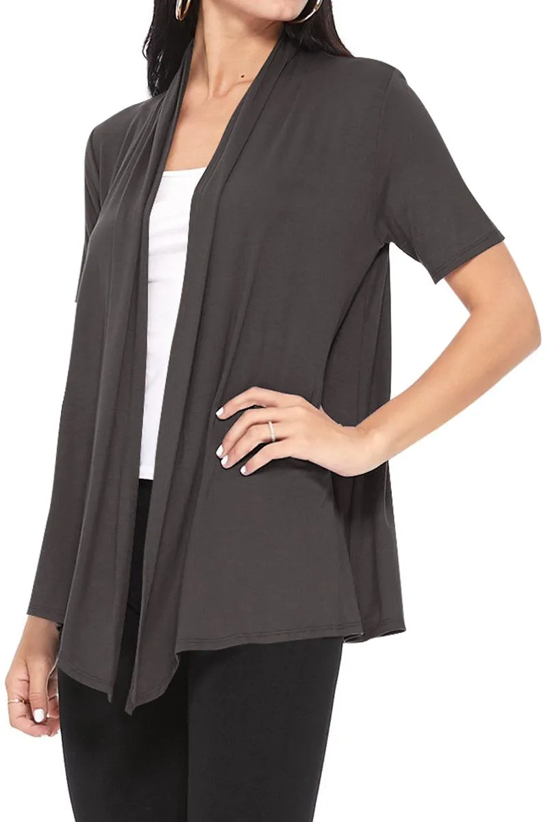 Women's Casual Short Sleeve  Loose Fit Solid Cardigan (Pack of 3)