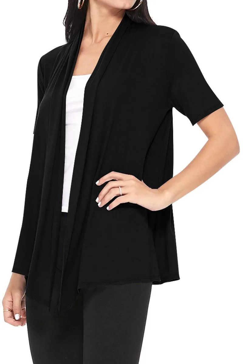 Women's Casual Short Sleeve  Loose Fit Solid Cardigan (Pack of 3)