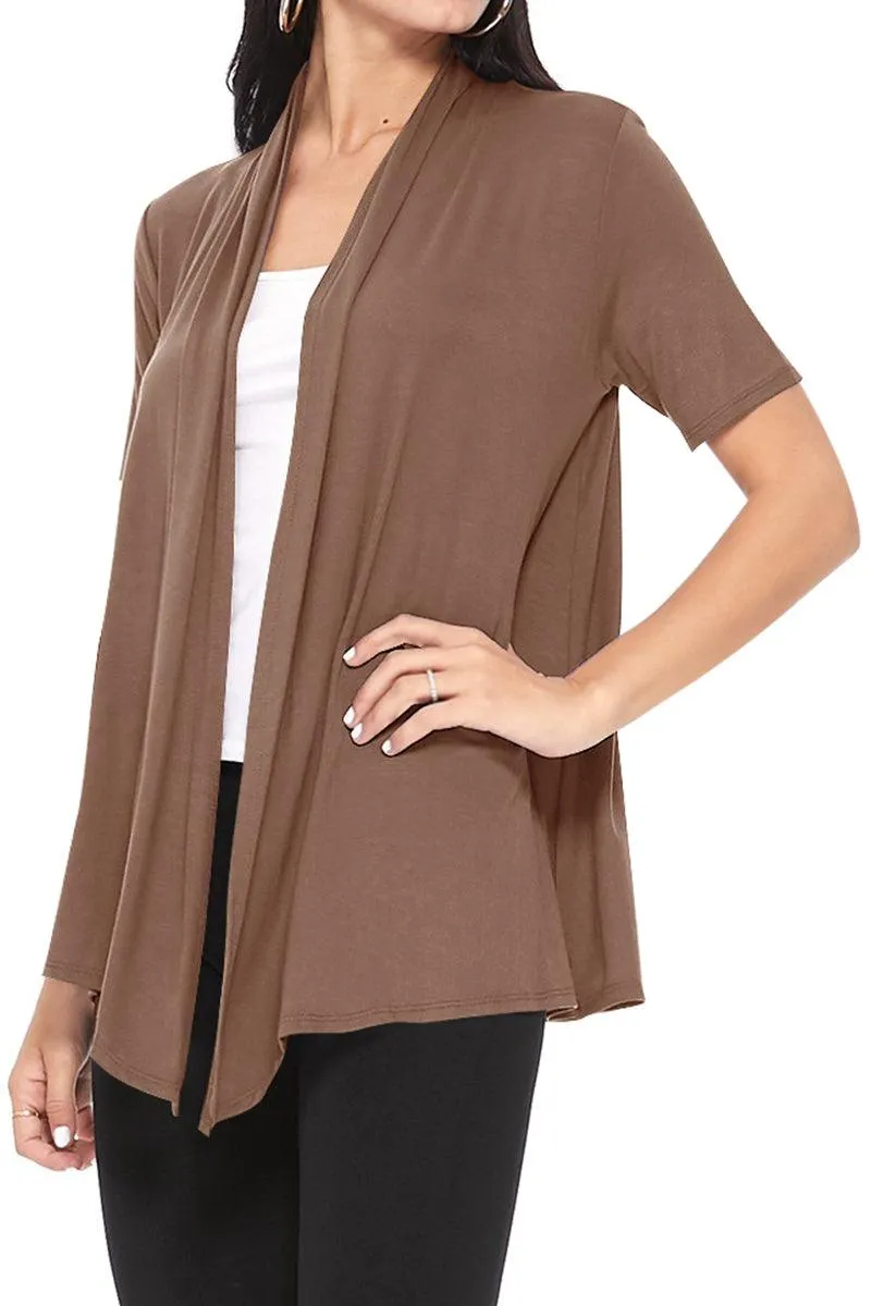 Women's Casual Short Sleeve  Loose Fit Solid Cardigan (Pack of 3)