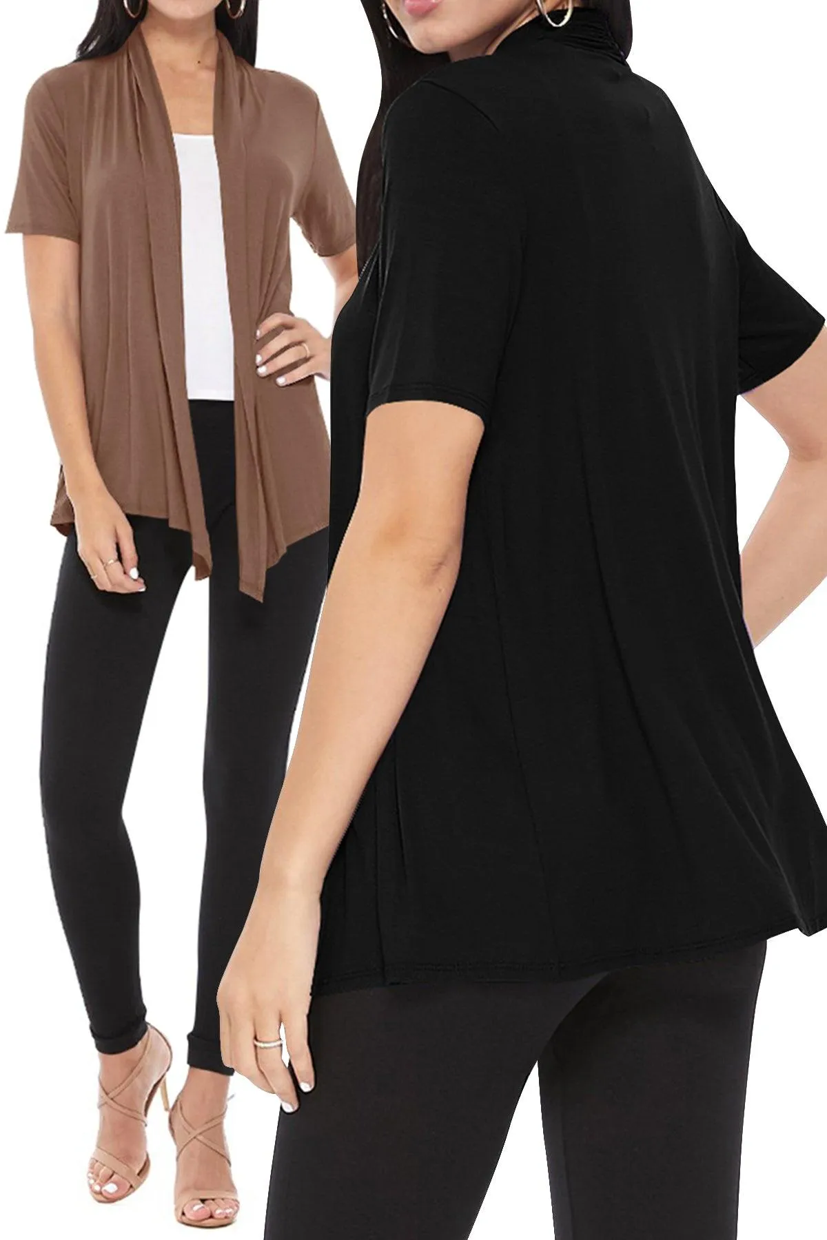 Women's Casual Short Sleeve  Loose Fit Solid Cardigan (Pack of 3)