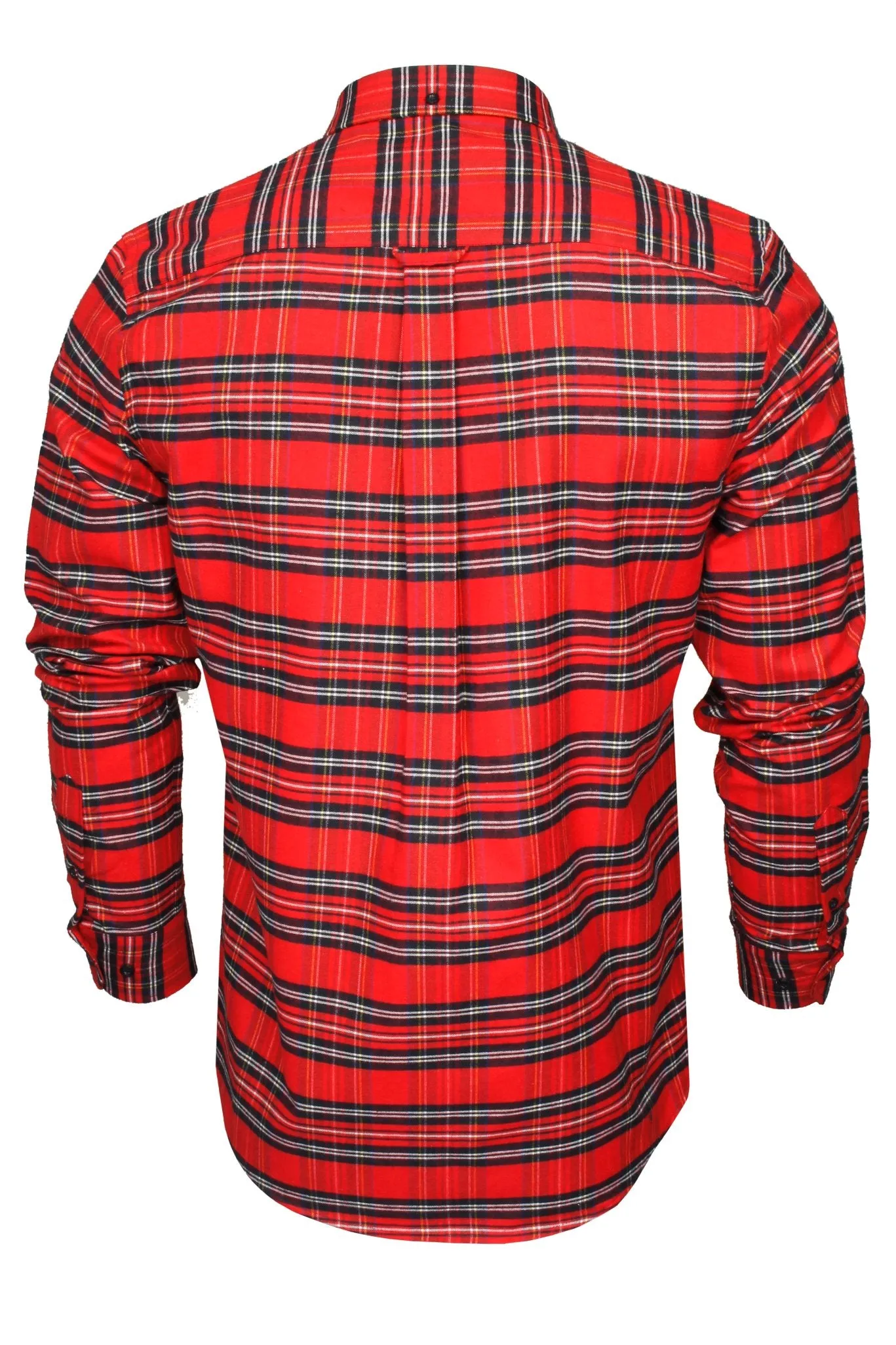 Xact Mens Tartan Plaid Button-Down Check Shirt - Long Sleeved