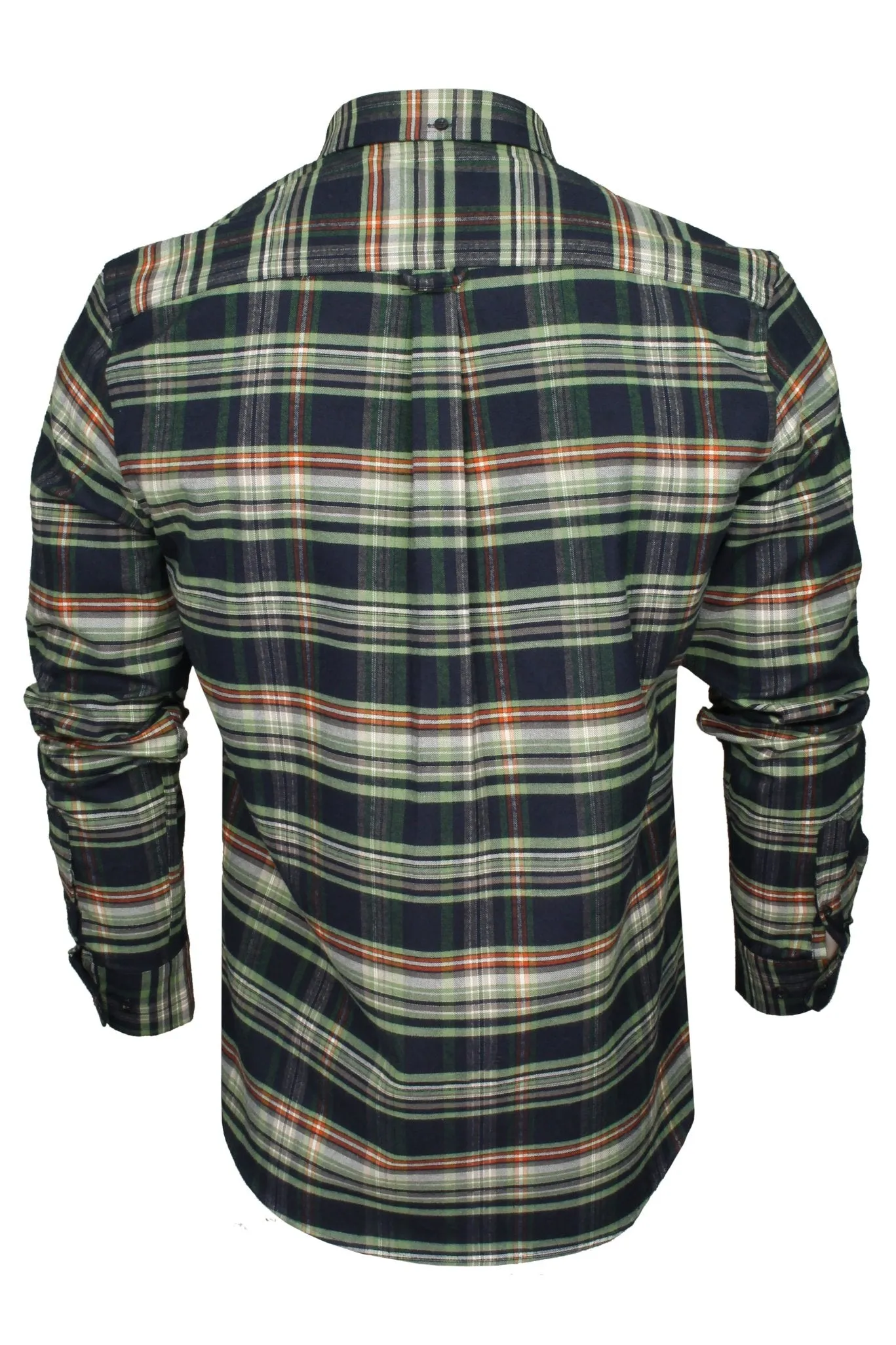 Xact Mens Tartan Plaid Button-Down Check Shirt - Long Sleeved